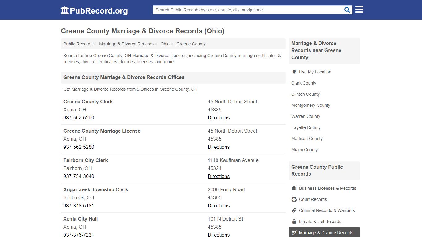 Greene County Marriage & Divorce Records (Ohio)